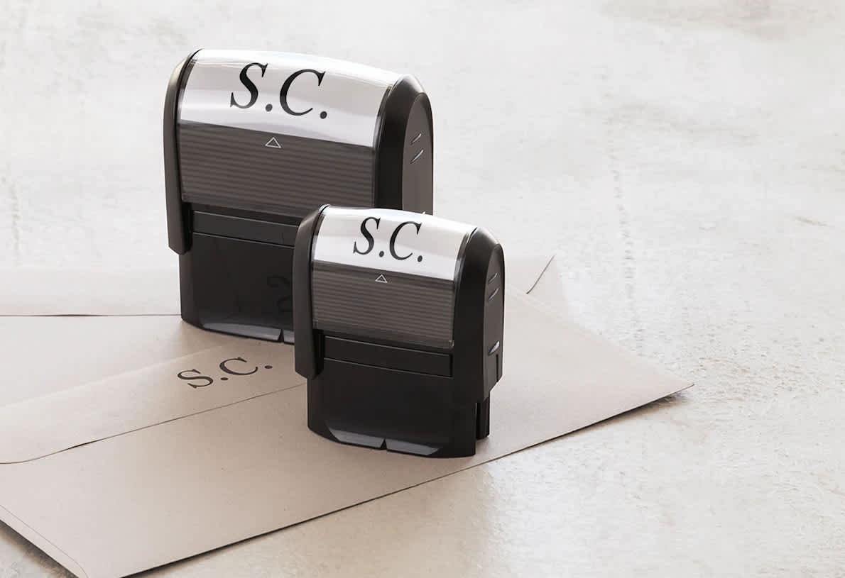 50th birthday gift idea: Custom stamp with initials