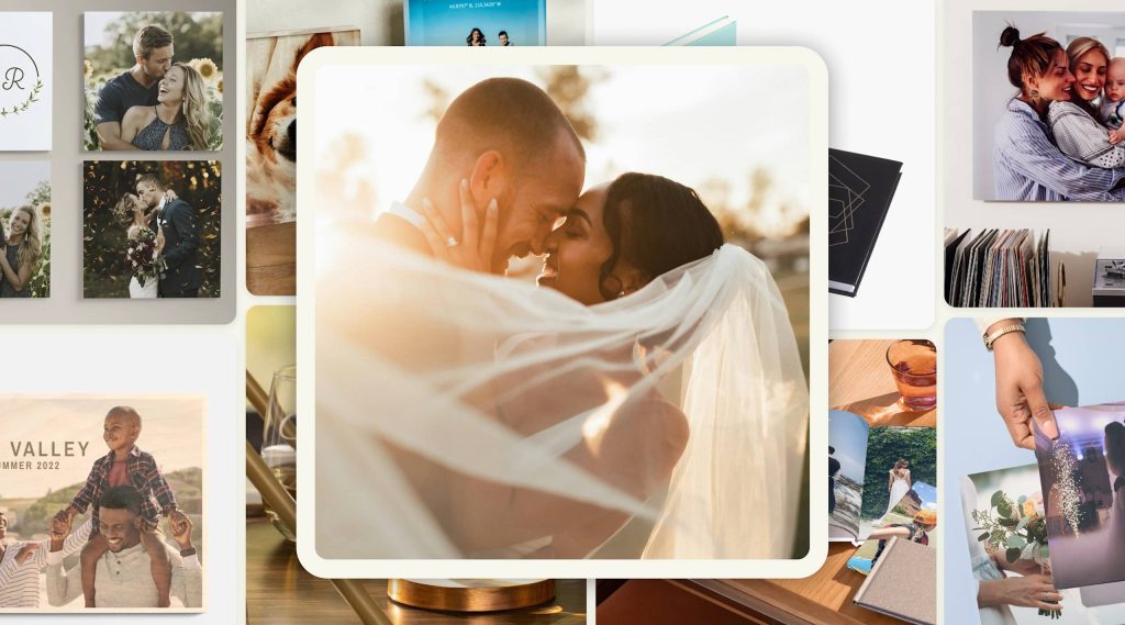 collage of wedding-themed pictures displaying range of Vista wedding-themed products