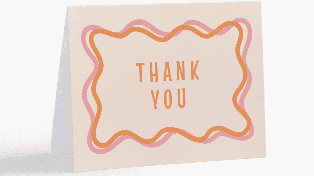 Card with text “thank you”