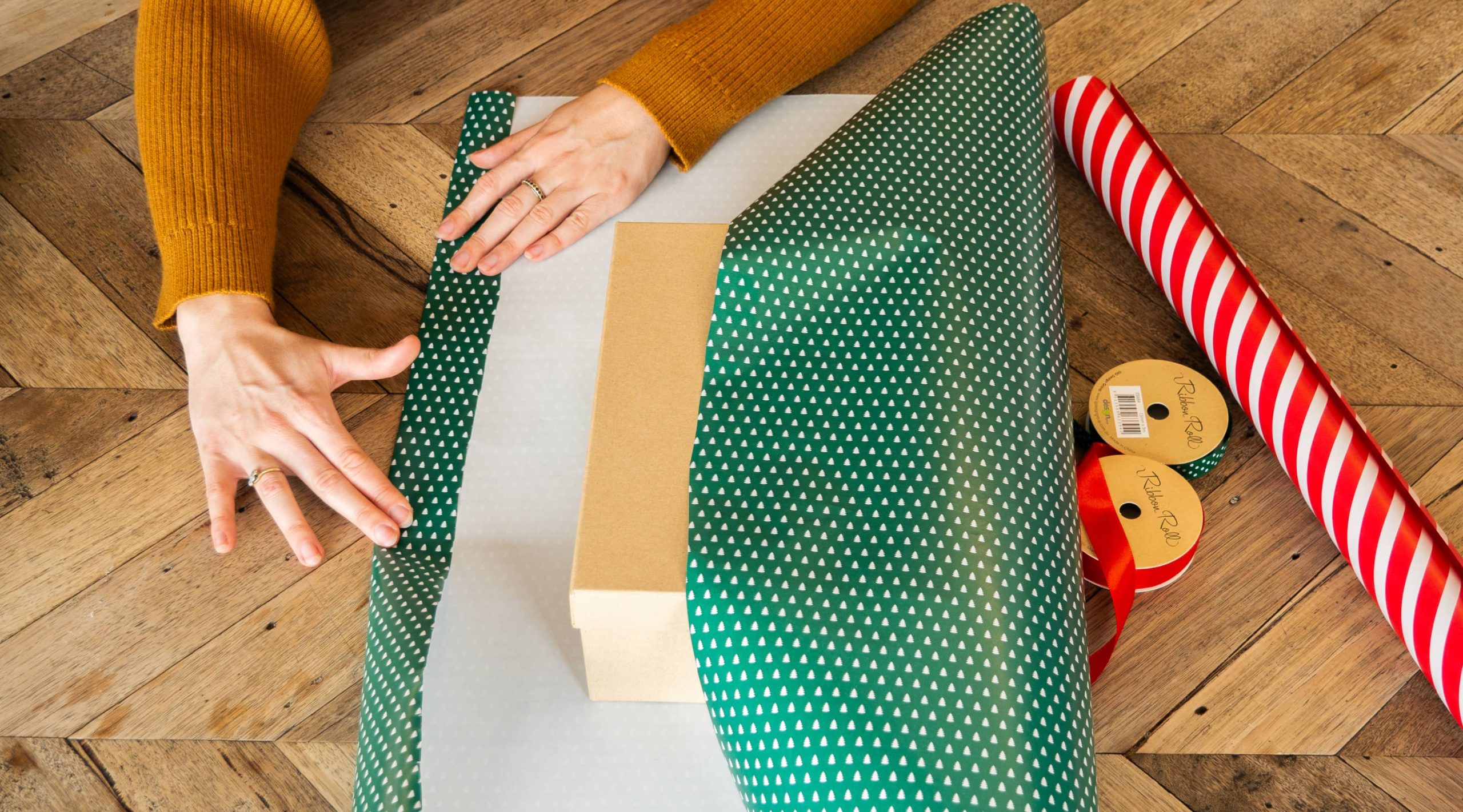 Fold edges for cleaner ends when wrapping gifts