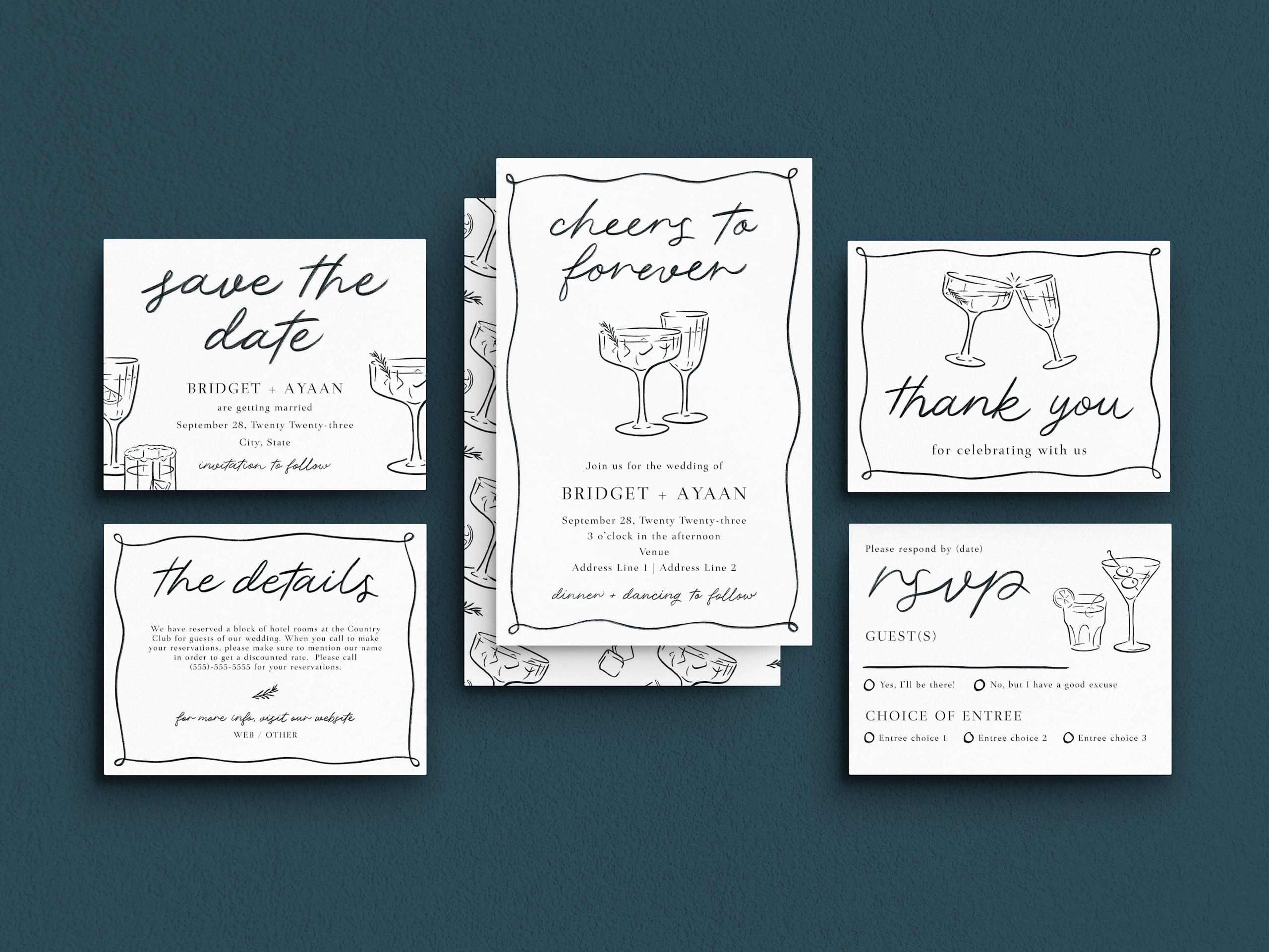 Vintage DIY wedding invitation design