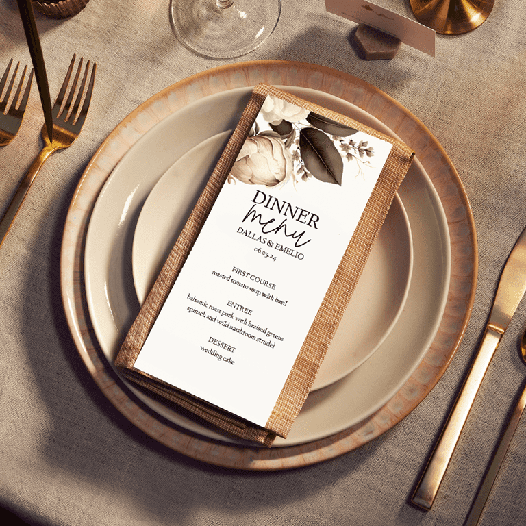 Rustic wedding menu card design