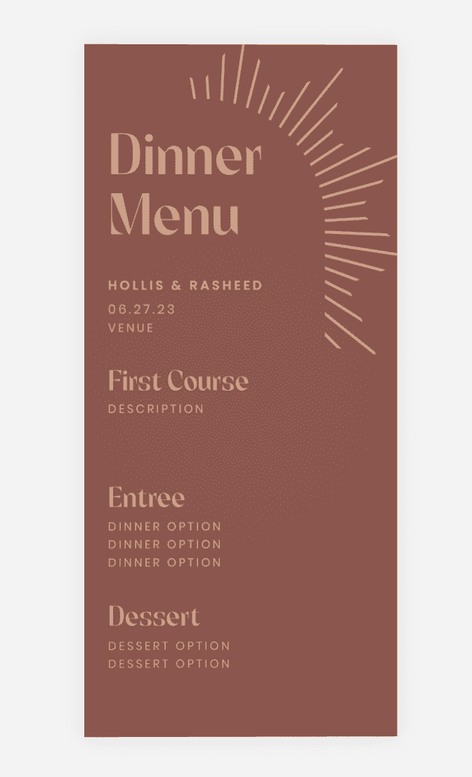 Retro wedding menu design