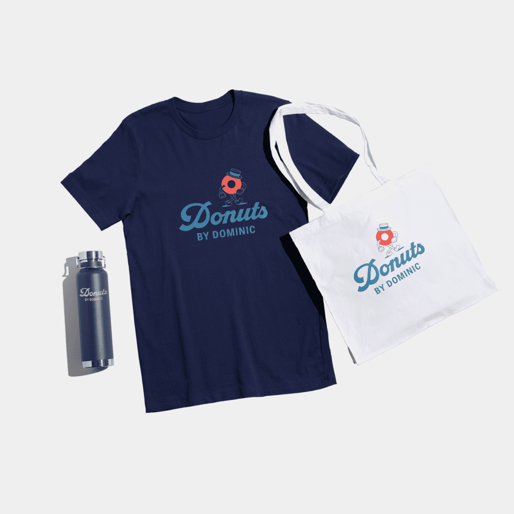 blue text on a navy donut brand T-shirt color combinations