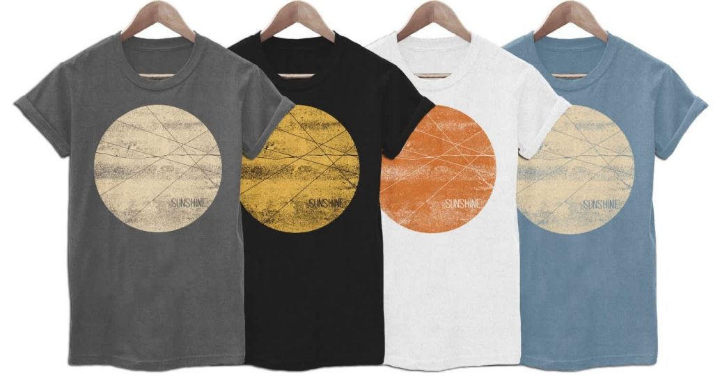 An assortment of T-shirt color combinations