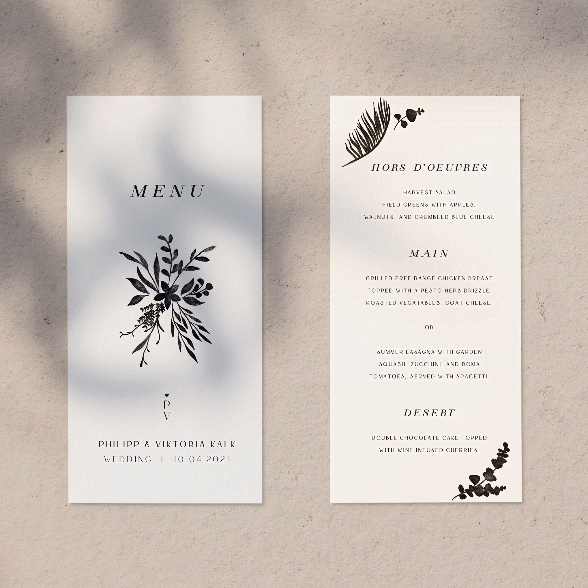 Wedding menu design