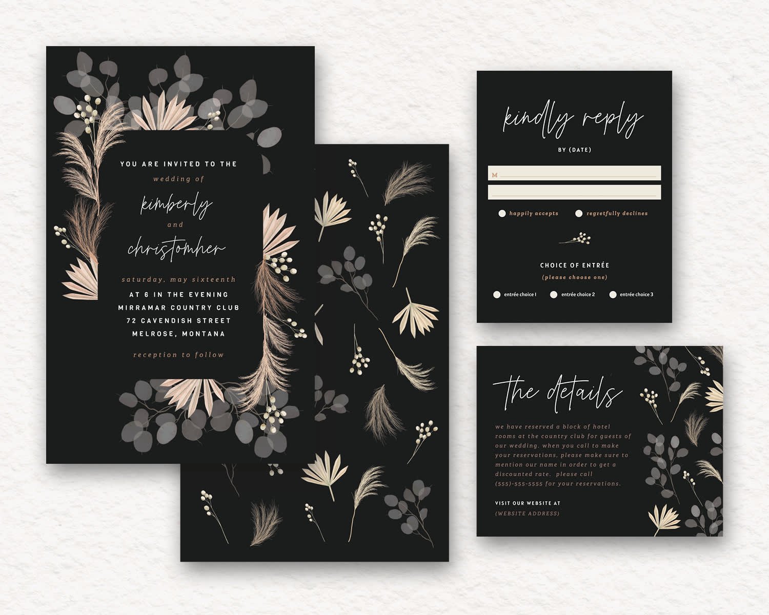 custom boho wedding stationery suite