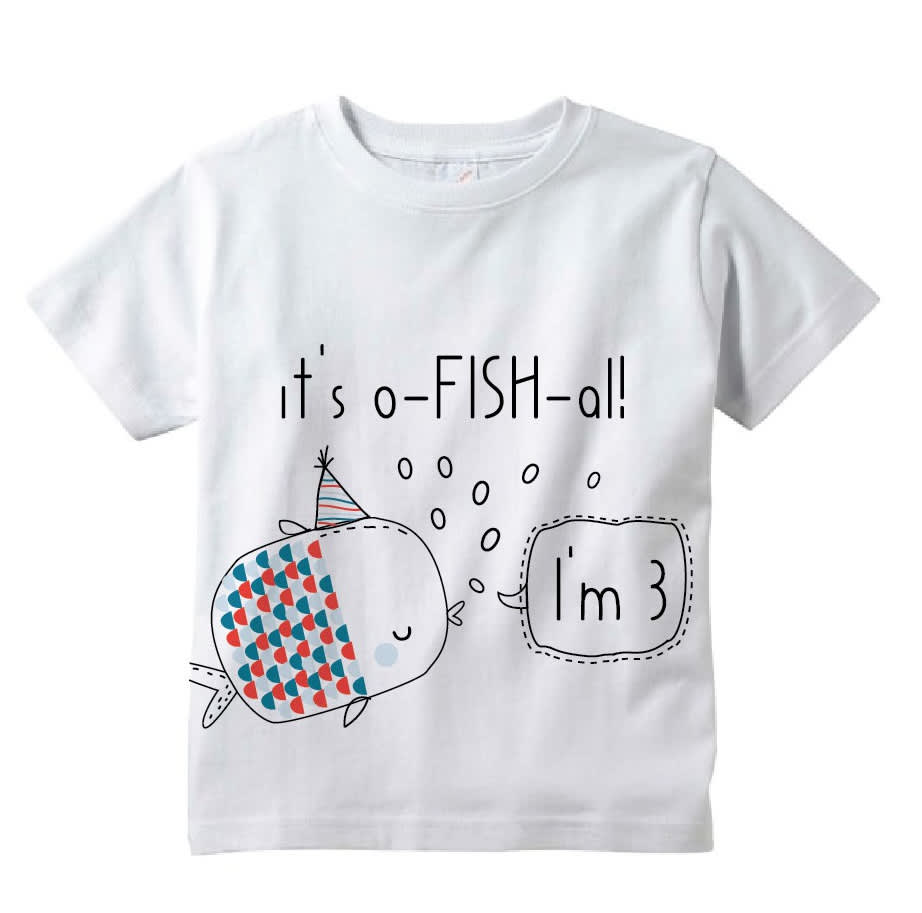 white t-shirt with a fish design