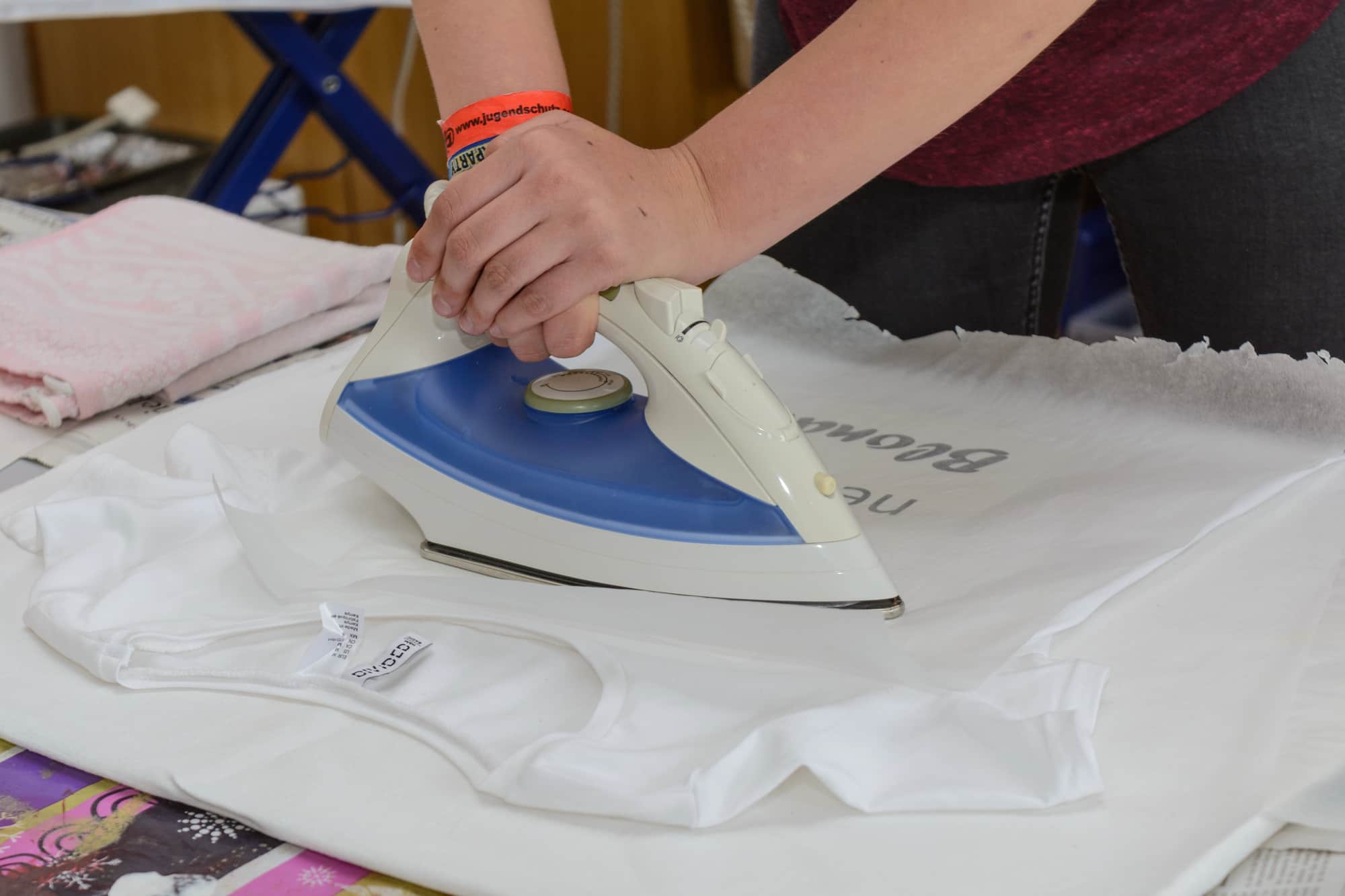 Printing a design on a T-shirt using iron-on transfer paper