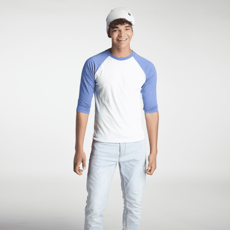 Man wearing a raglan shirt