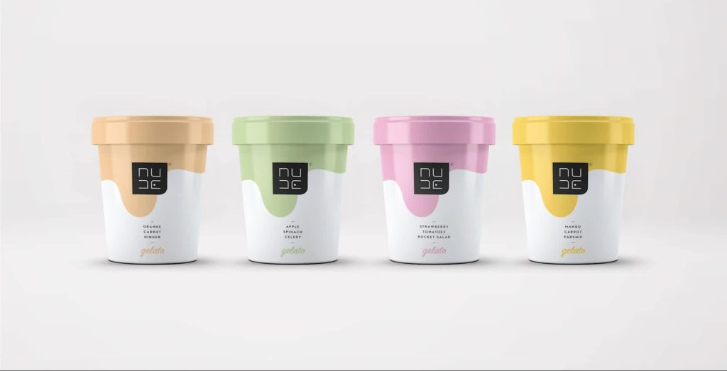 Nude organic color blocking gelato packaging design