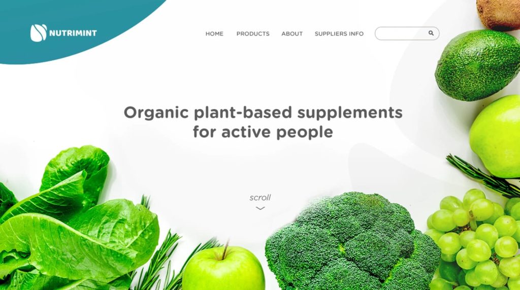 Photo-heavy green, blue and white landing page