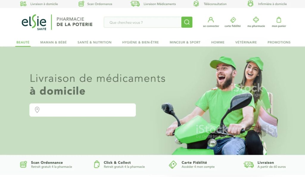Green and white online pharmacy website design