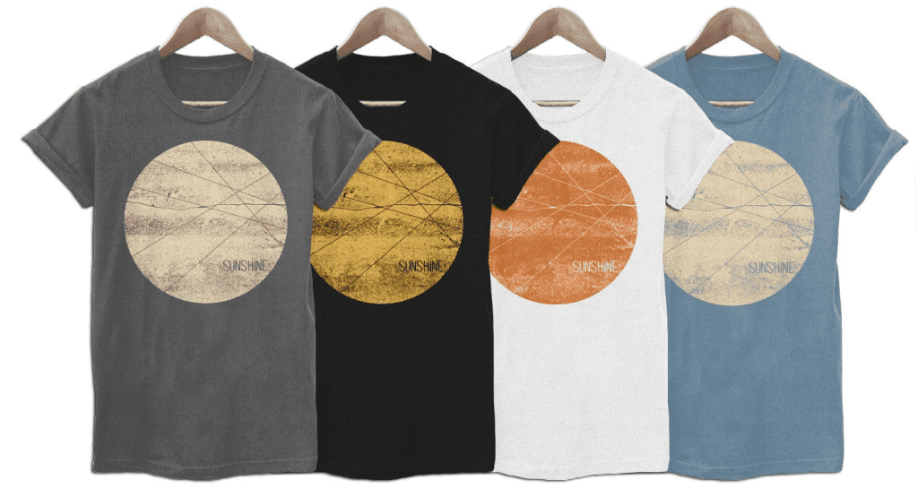 Colourful T-shirts with bold contrasting colored circles