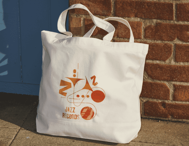 Jazz record store branded tote bag