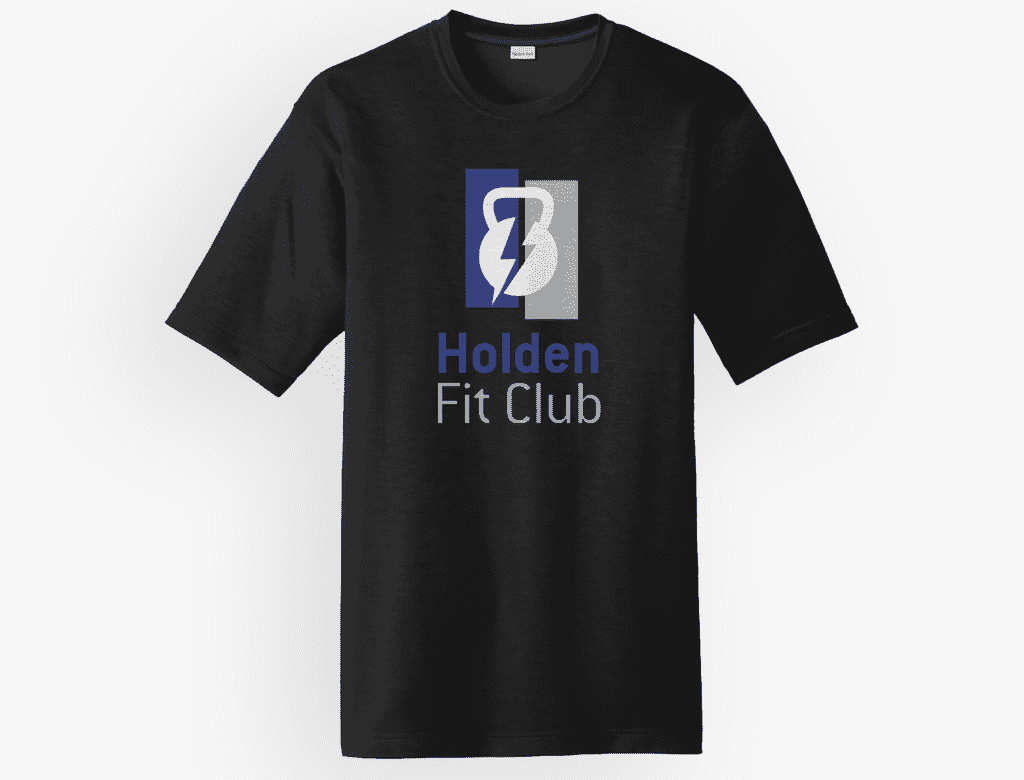 Example of a custom gym promotional shirt in black.