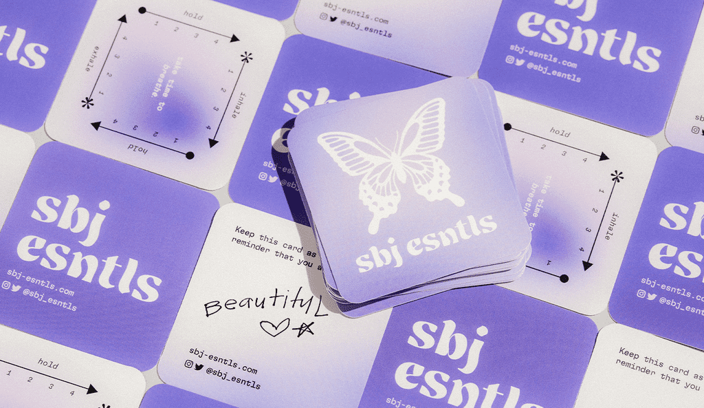 Example of purple butterfly business card design.