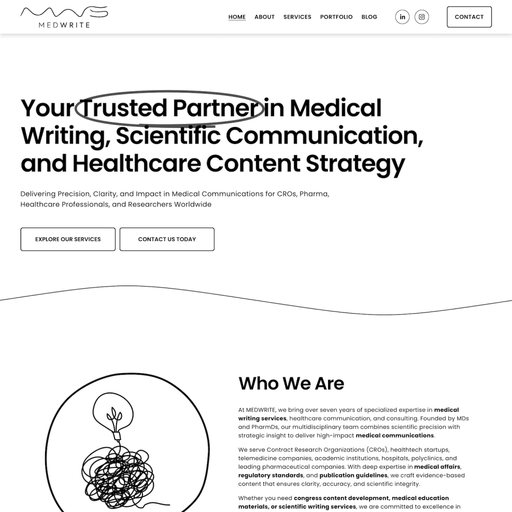 Medical content website design.