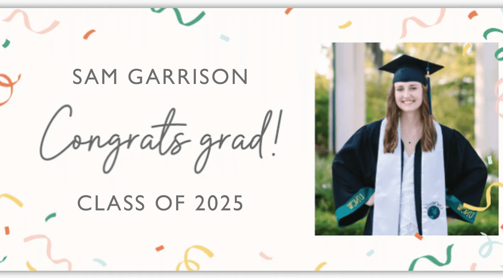 Personalized graduation party banner for the class of 2025