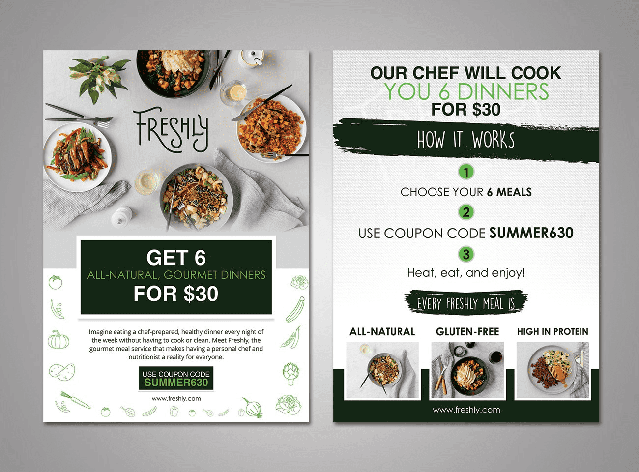 A5 flyer design for a meal service.