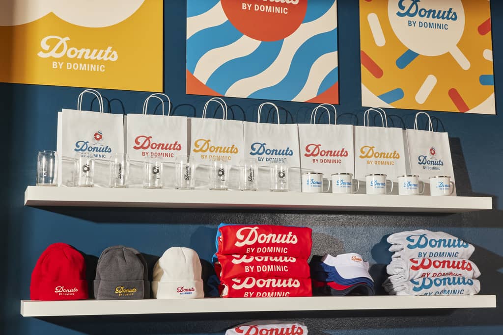 A shelf with branded products that can be used for logo inspiration