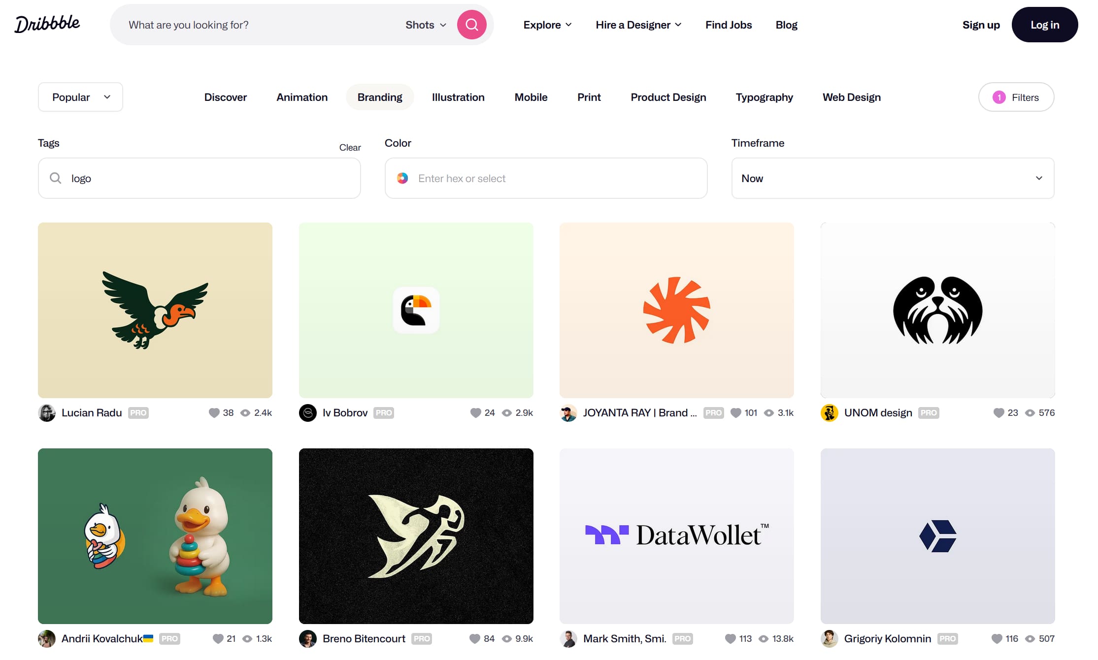 A screenshot of the logo inspiration on Dribbble