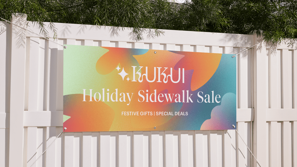 Promotional retail store banner promoting a sidewalk sale