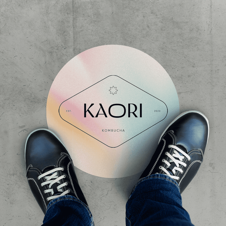 Retail store floor decal with brand logo