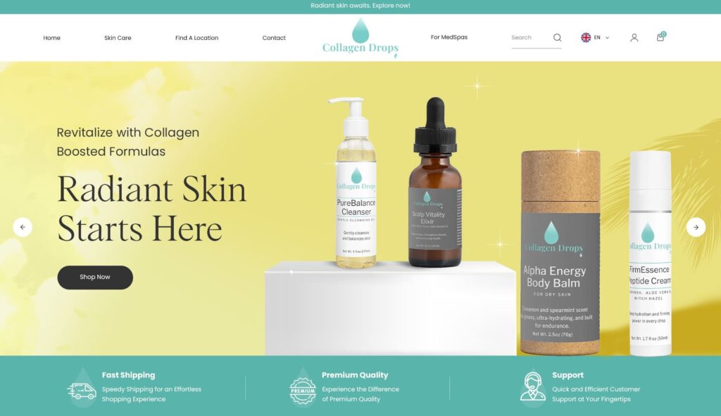 skincare business website design