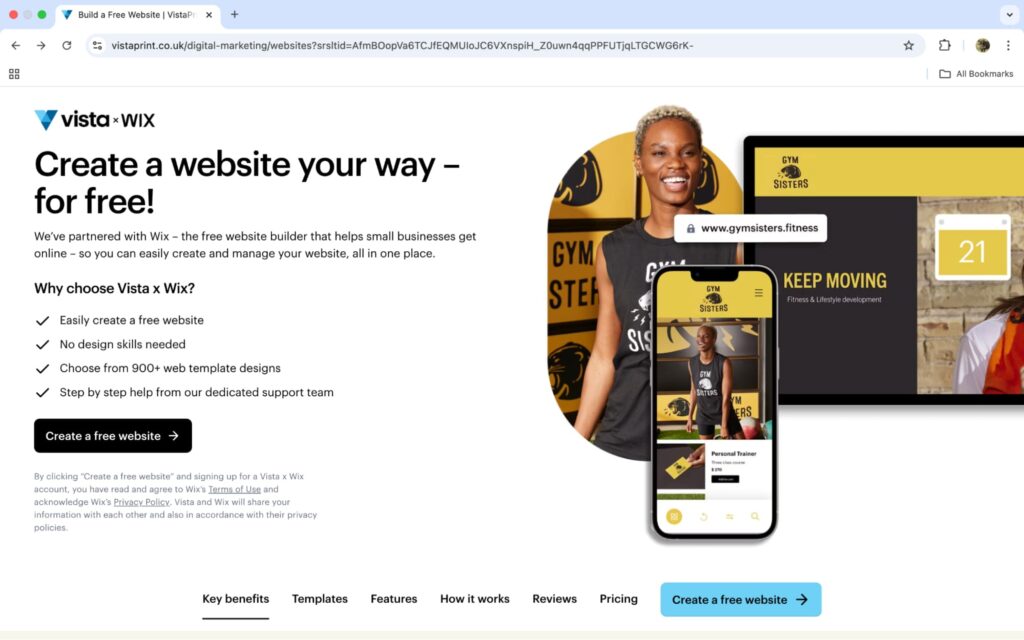 Vista x Wix website builder