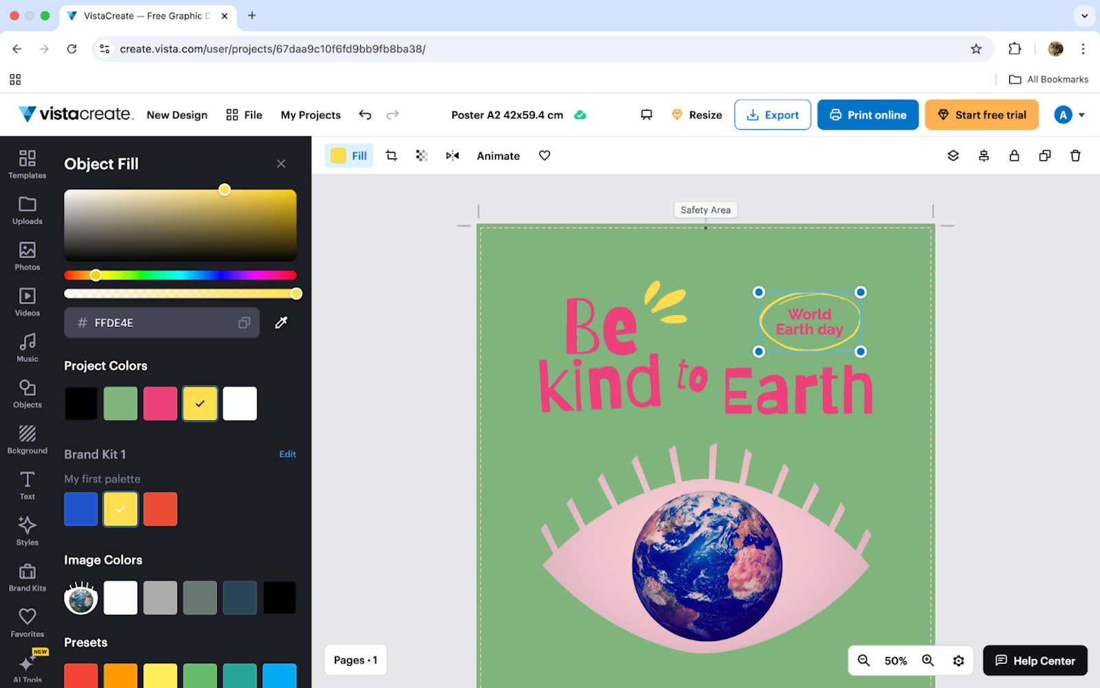 VistaCreate online poster maker template customization.