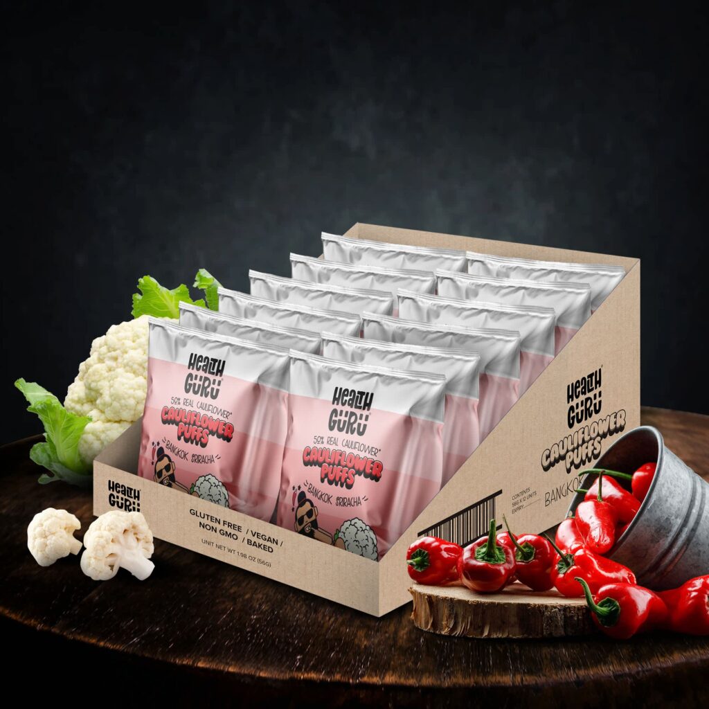 Carton box shelf-ready packaging​​ for cauliflower snacks