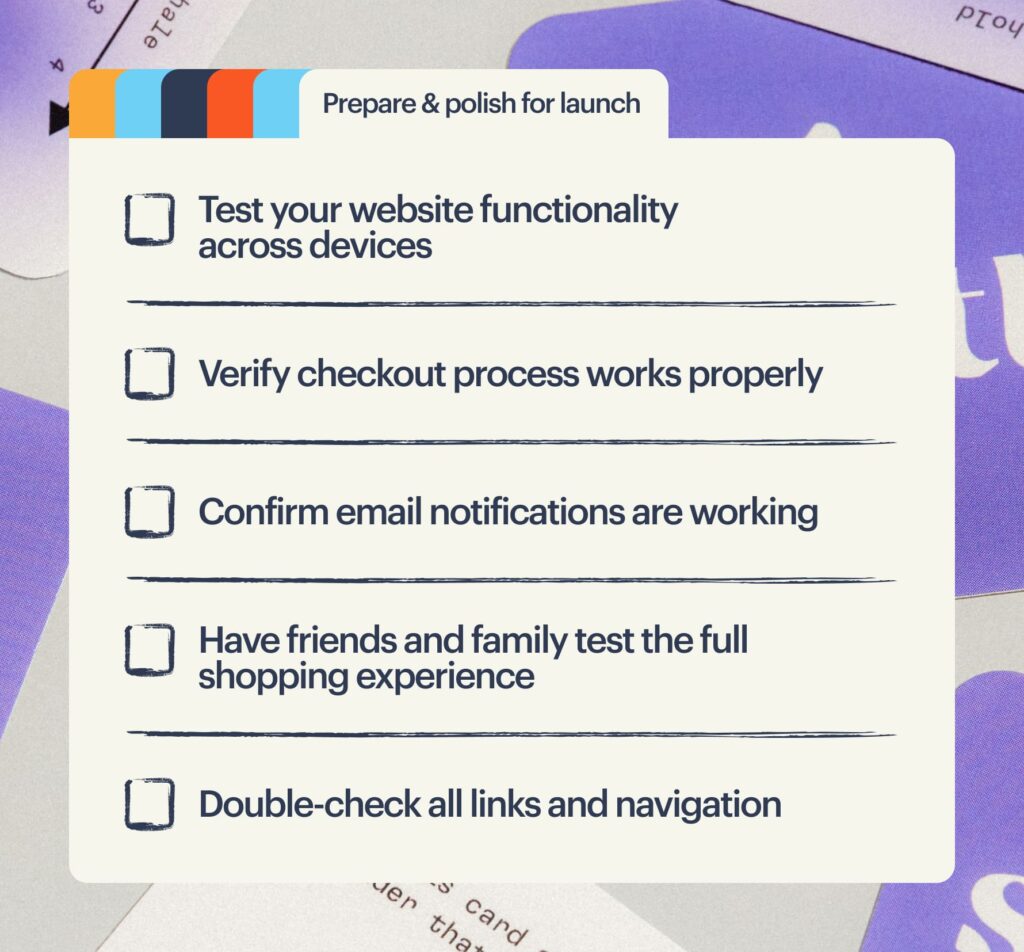 An illustrated checklist summarising the above section into 4 bullet points under the heading "Prepare for launch"