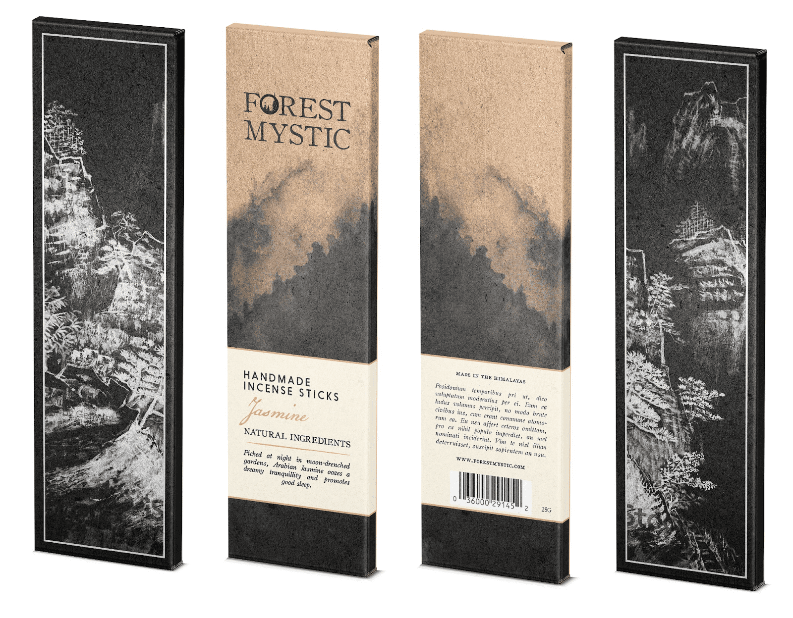 Brand packaging for handmade incense sticks that uses kraft paper.