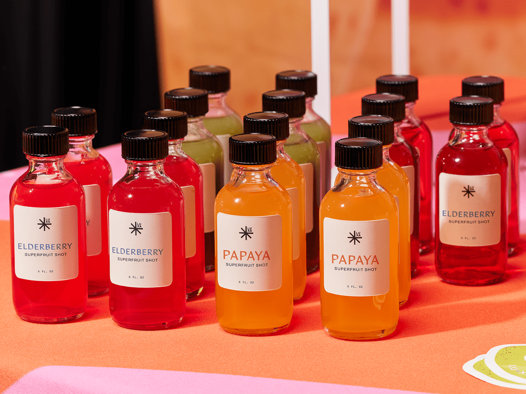 Glass packaging for a health foods brand.