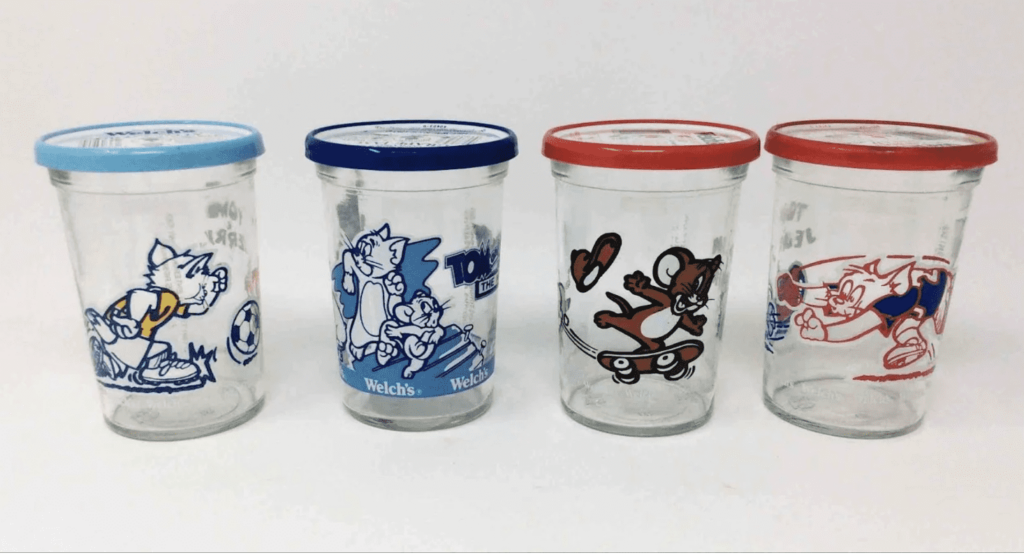 Reusable glass cups for Welch jars that became a collectible item