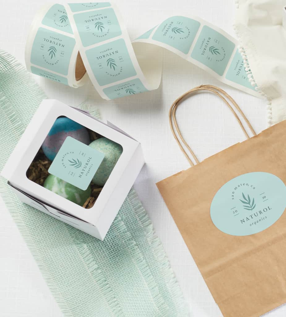 packaging box, paper bag and label stickers for Black Friday