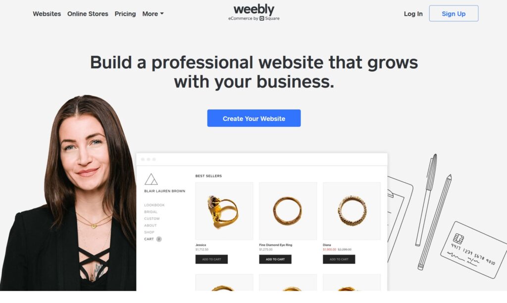 Weebly is a simple website builder for new businesses.