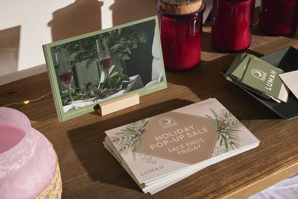 Small business holiday sale postcard using holiday fonts