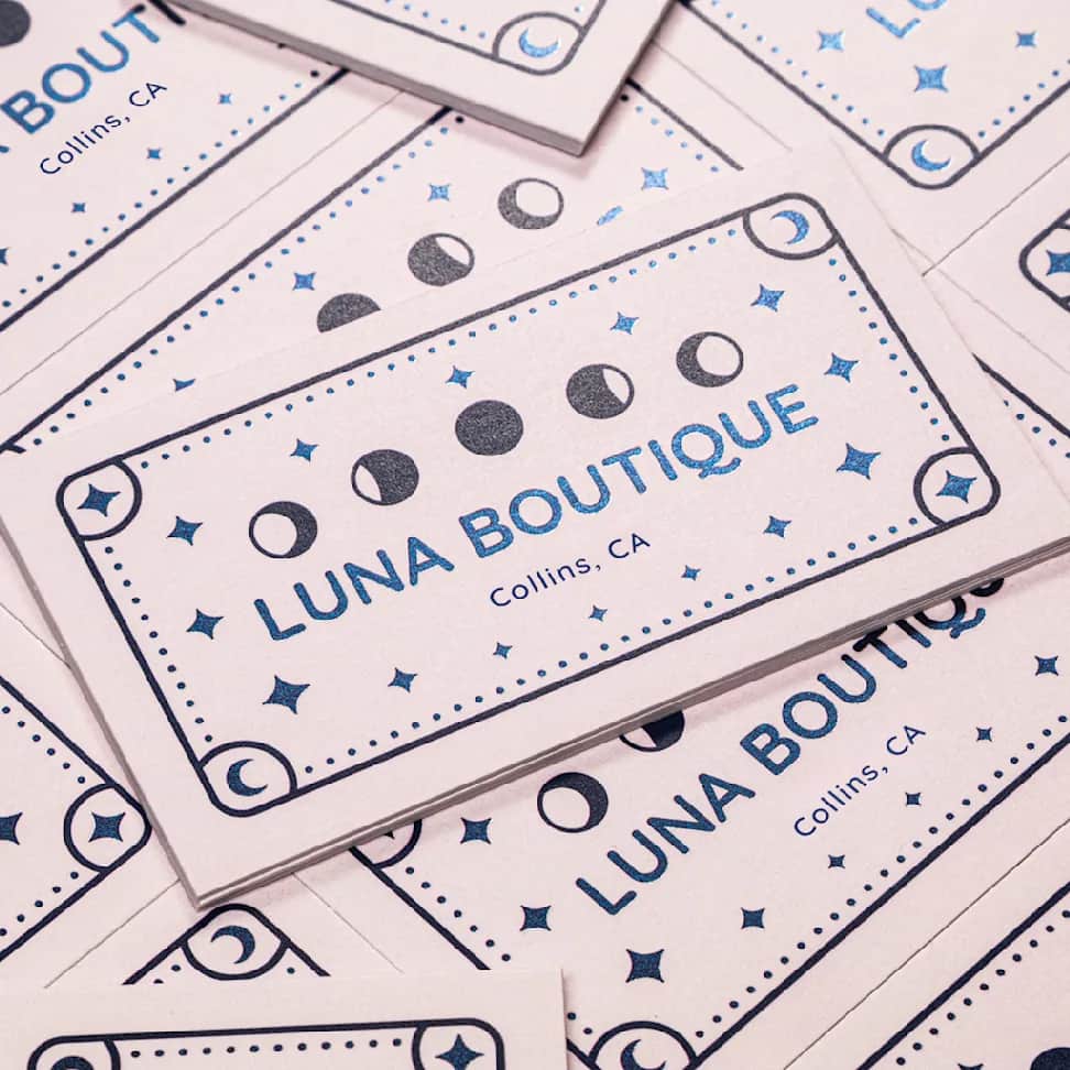 business cards using a simple sans-serif font