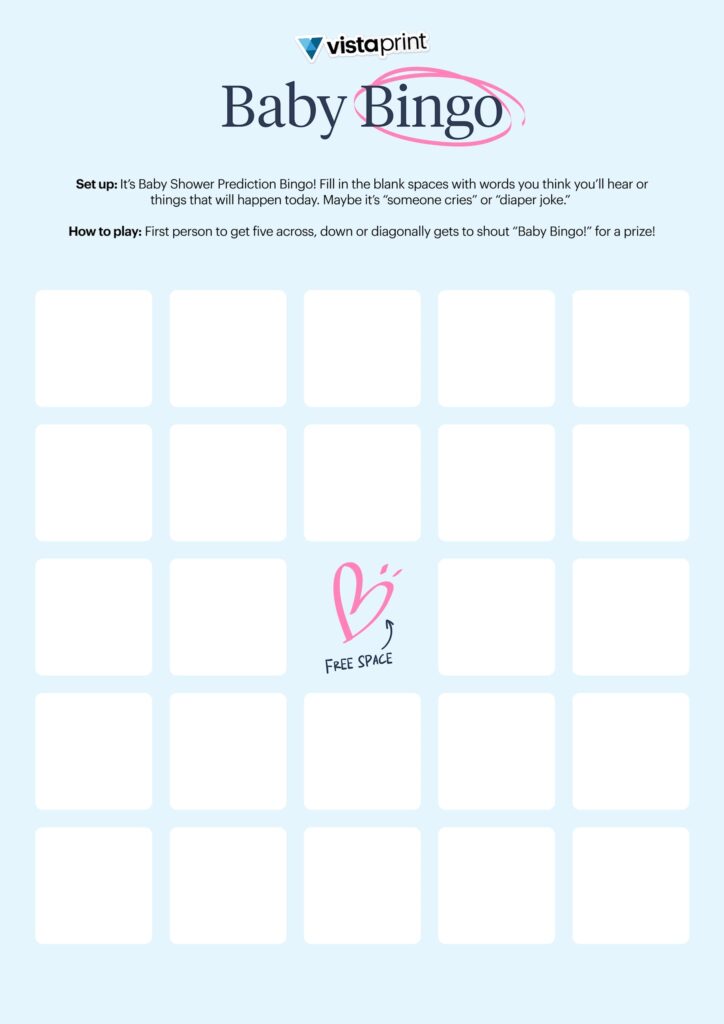 baby bingo printable baby shower games