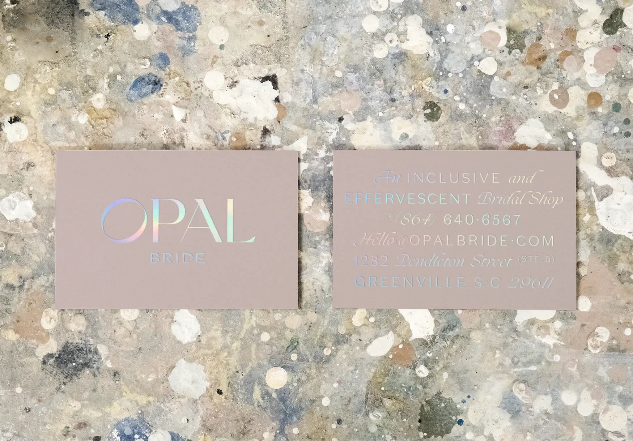 Business card design with opalescent foil