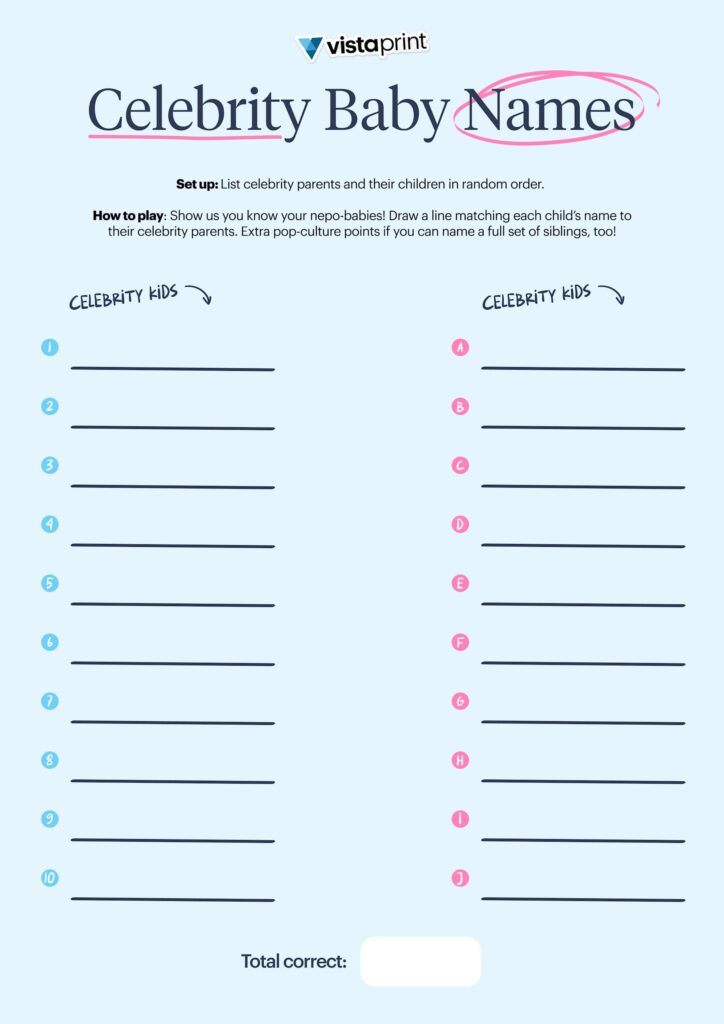 celebrity baby names baby shower games printable