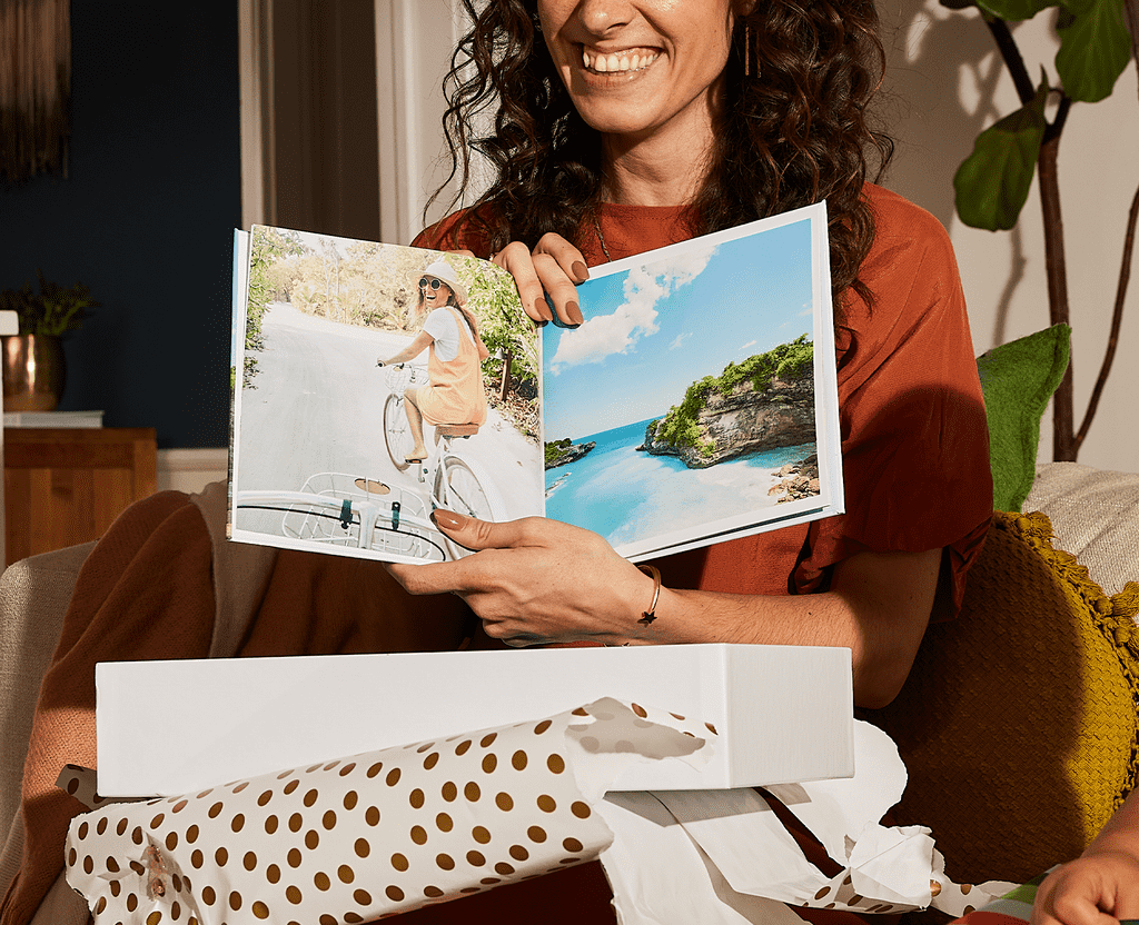 Photo book with holiday photos