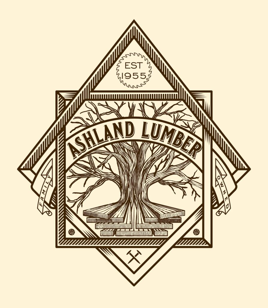 Ashland Lumber engraving style logo