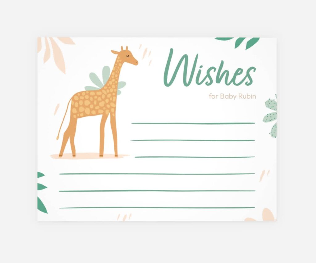 Baby wishes card for a virtual baby shower activity