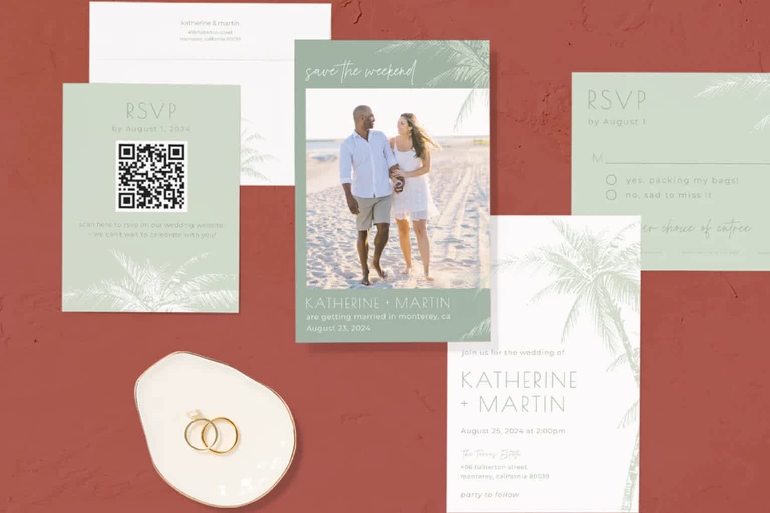 Wedding invitation suite with QR code