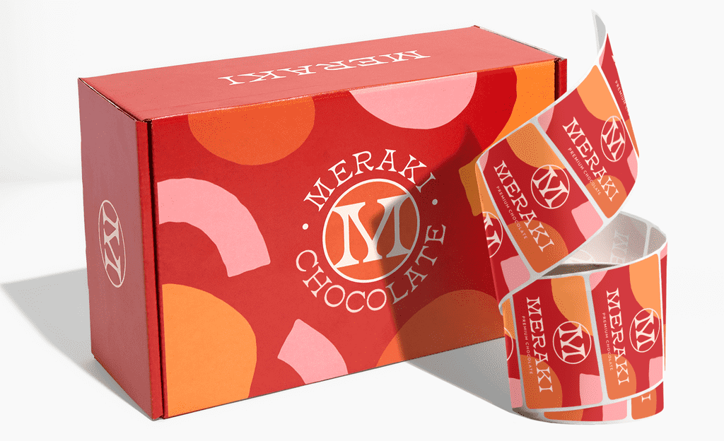 Meraki Chocolate packaging using serif font