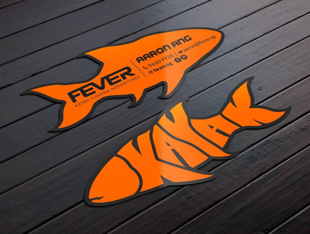 Kayak Fishing Adventures business card, cut out in the shape of a fish by Rose* via 99 Designs by Vista