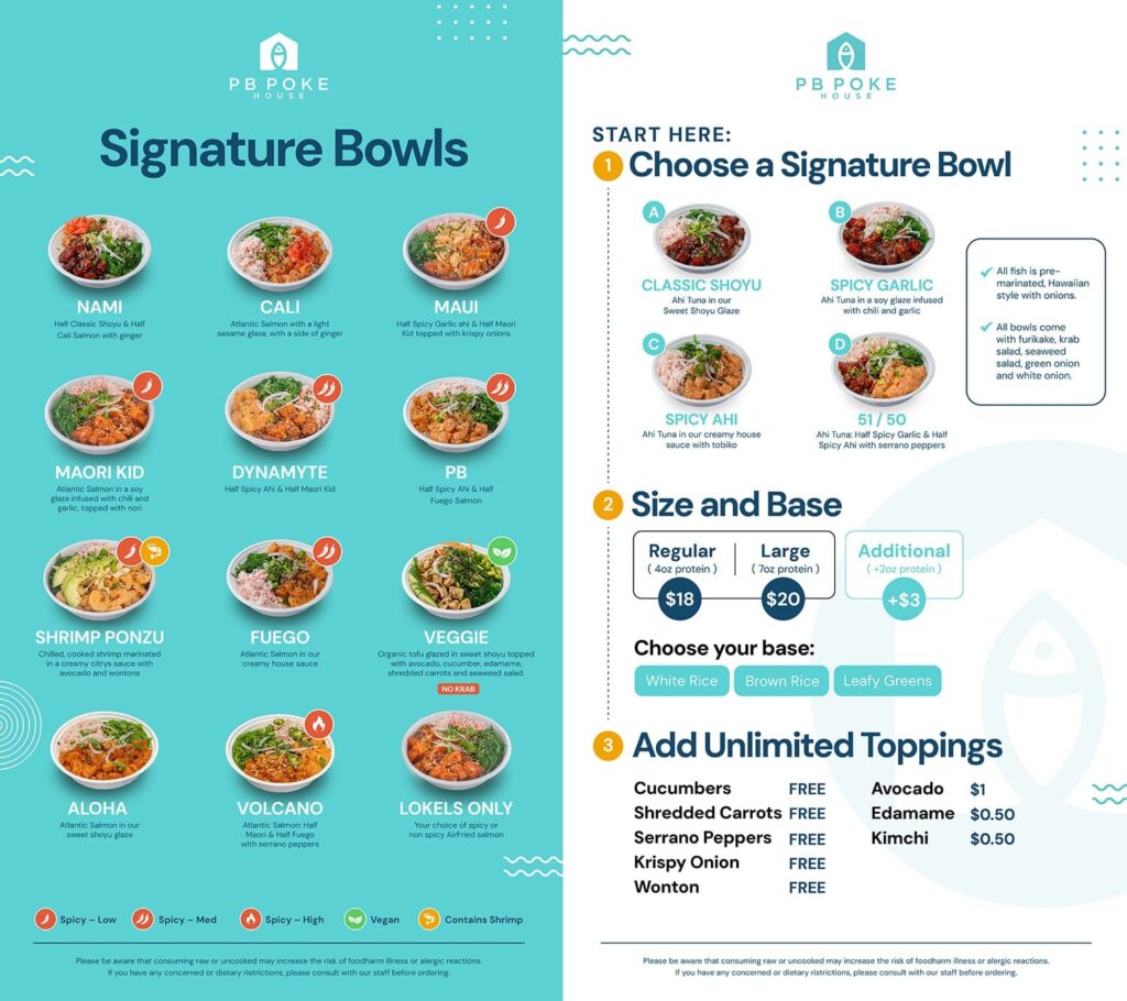 Restaurant menu design that uses photography to illustrate every menu item